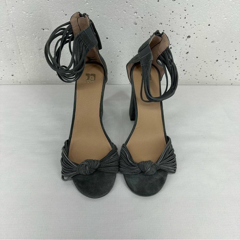 Joe's size 9 Gray Suede Strappy Knot Block Heels